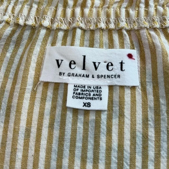 VELVET Briella Woven Striped Puff Sleeve Top, Size XS - Picture 7 of 11